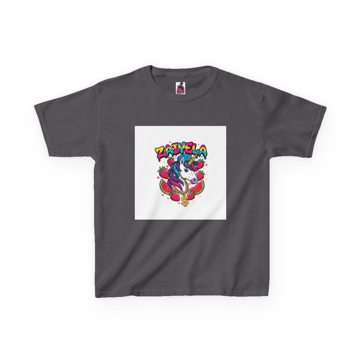 Kids Unicorn Graphic Tee Colorful Zaiyela Rainbow Design