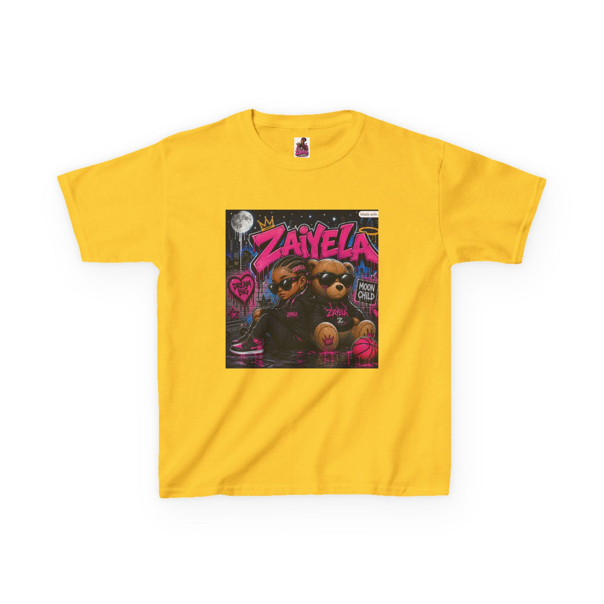 Kids Tee — "Zayiela" Cute Bear Cartoon Graphic Shirt