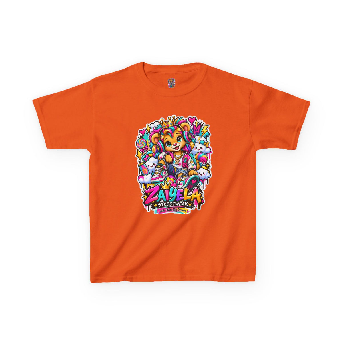 Kids Tee — Colorful Cartoon Rainbow Lion Cub Graphic