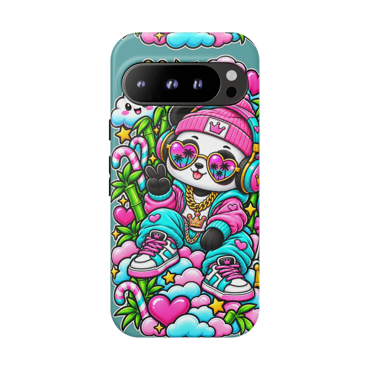 Cute Panda Phone Case Glam Panda Tropical Design