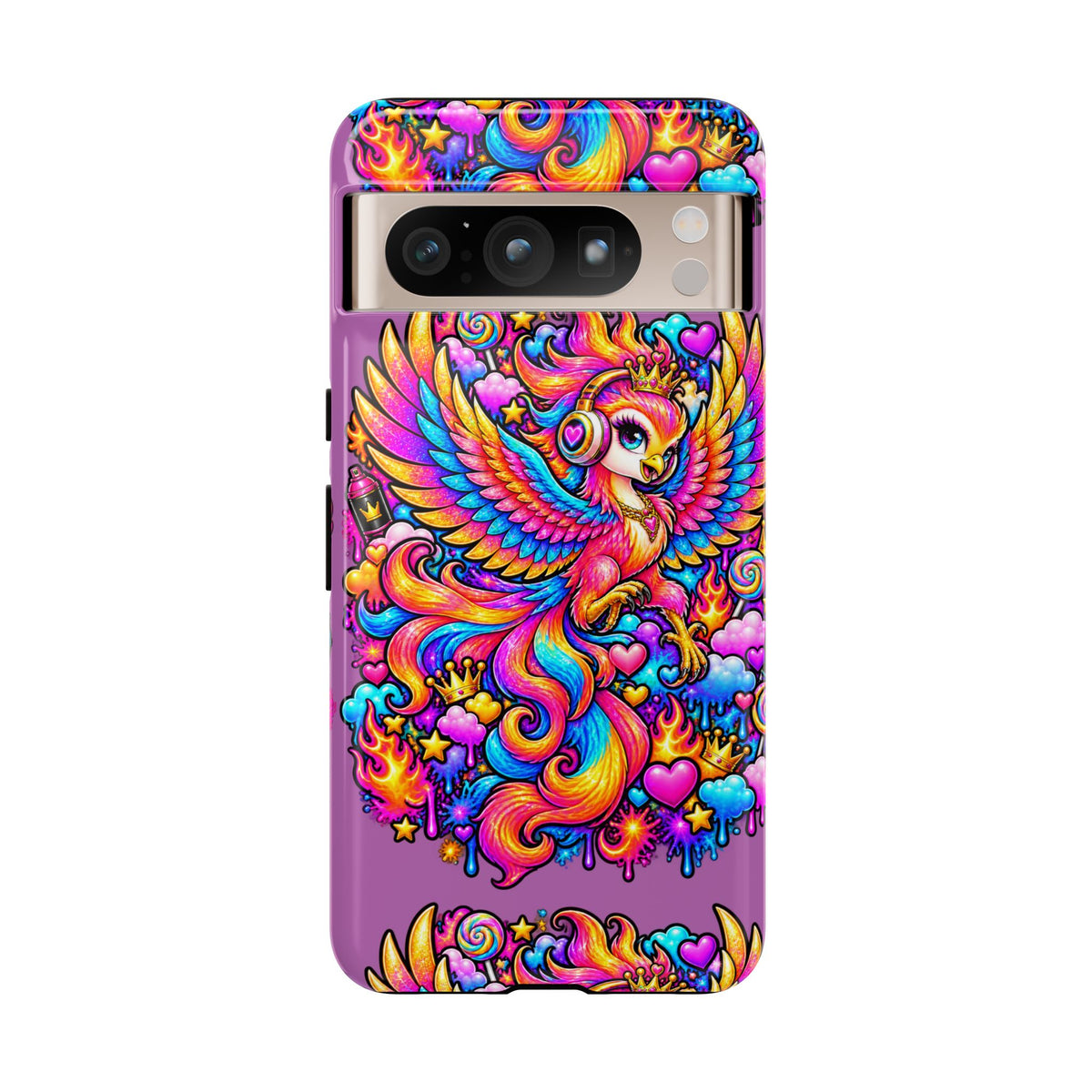 Phone Case — Vibrant Rainbow Phoenix with Headphones