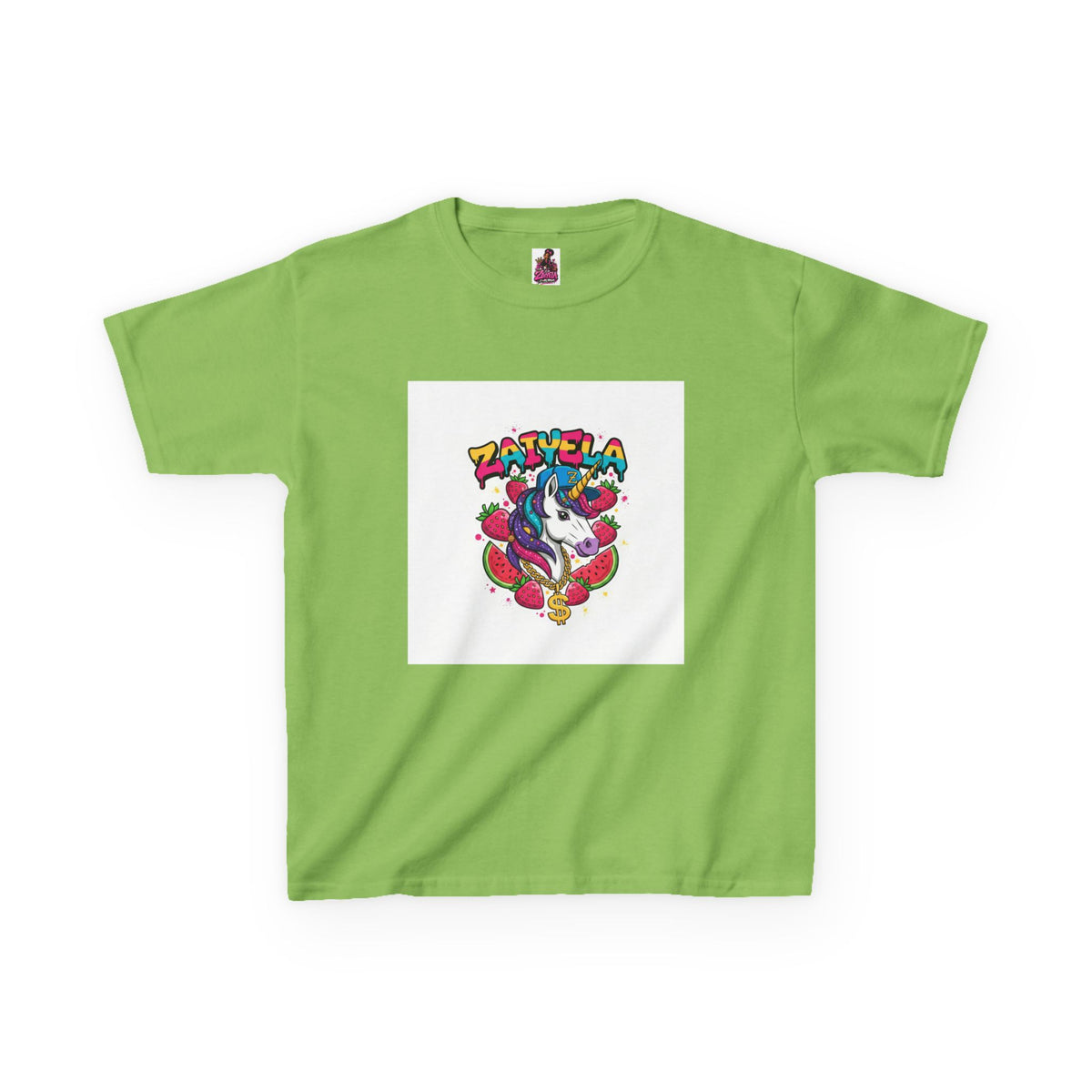 Kids Unicorn Graphic Tee Colorful Zaiyela Rainbow Design