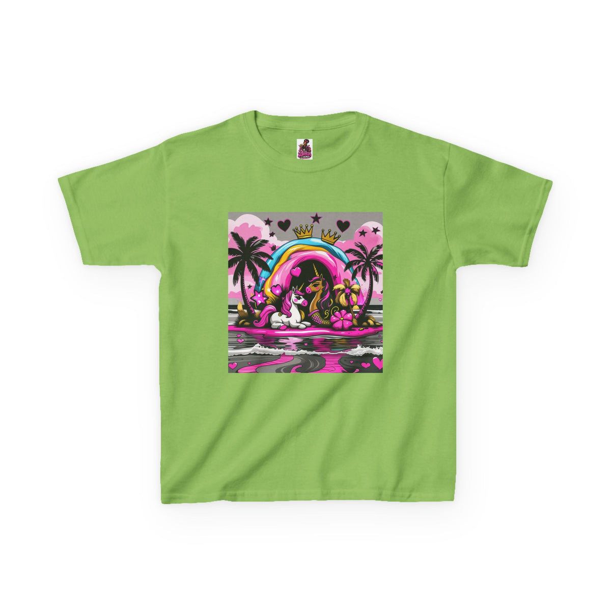Kids Unicorn Rainbow Tee  Cute Pink Fantasy Graphic T-Shirt for Girls