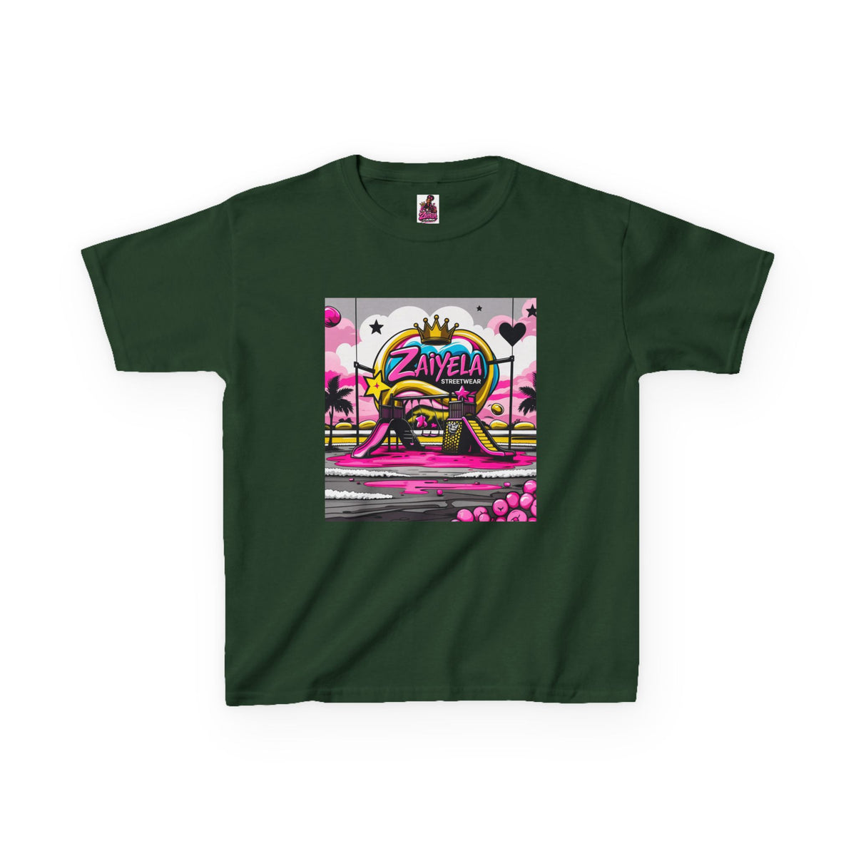 Kids T-Shirt Retro Pink Sunset Skate Monster  Zaiyela Graphic