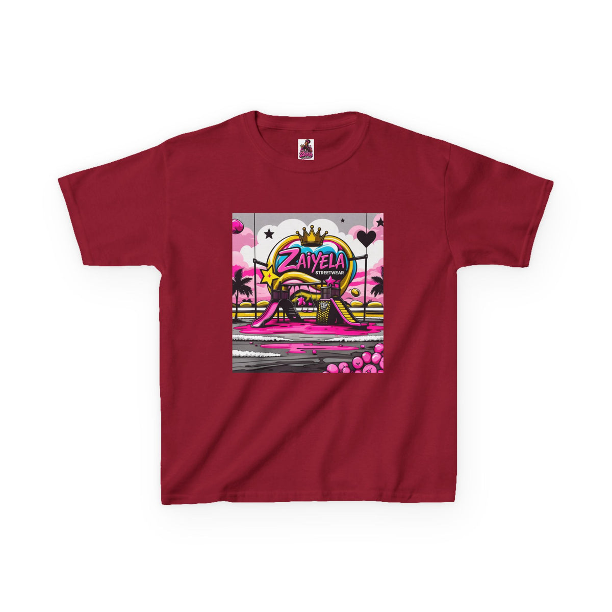 Kids T-Shirt Retro Pink Sunset Skate Monster  Zaiyela Graphic