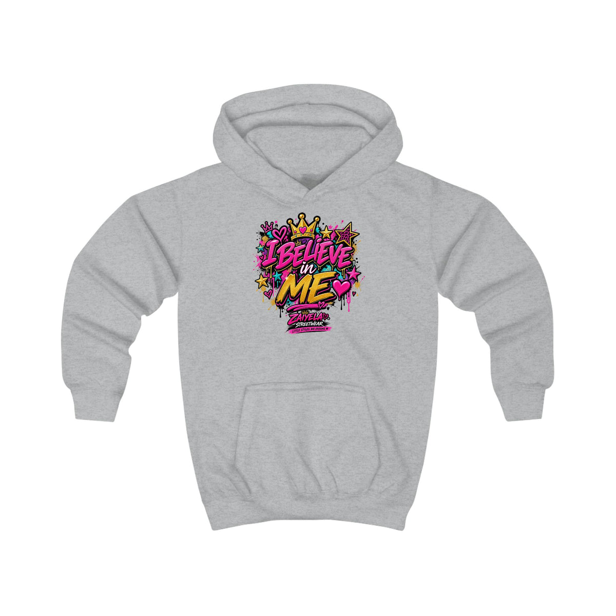 Kids Hoodie  Believe Me Graffiti Crown Design