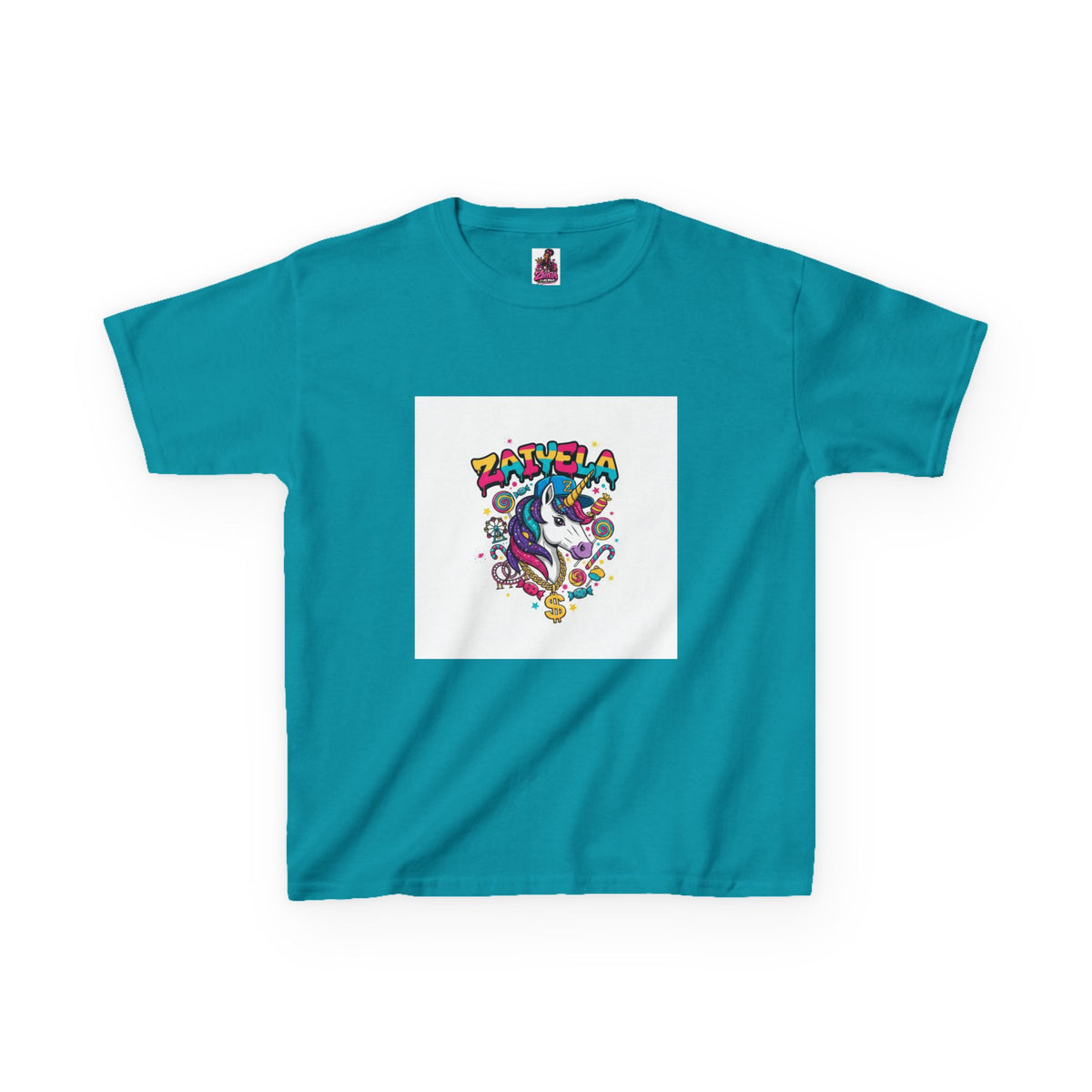 Kids T-Shirt  Colorful Unicorn Graphic  Zaiyela Cute Rainbow Tee for Girls & Boys