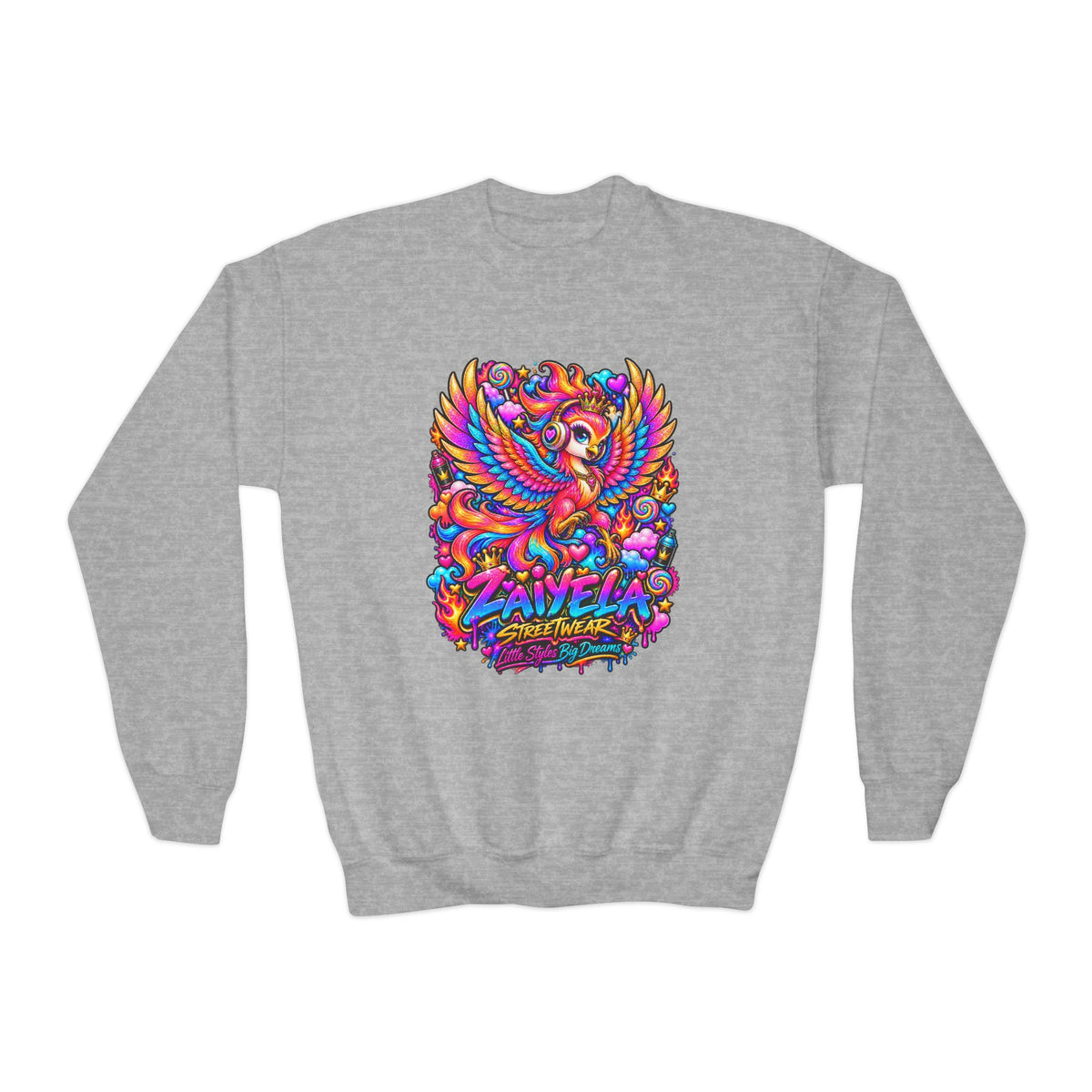 Youth Crewneck Sweatshirt — Colorful  Phoenix Graphic