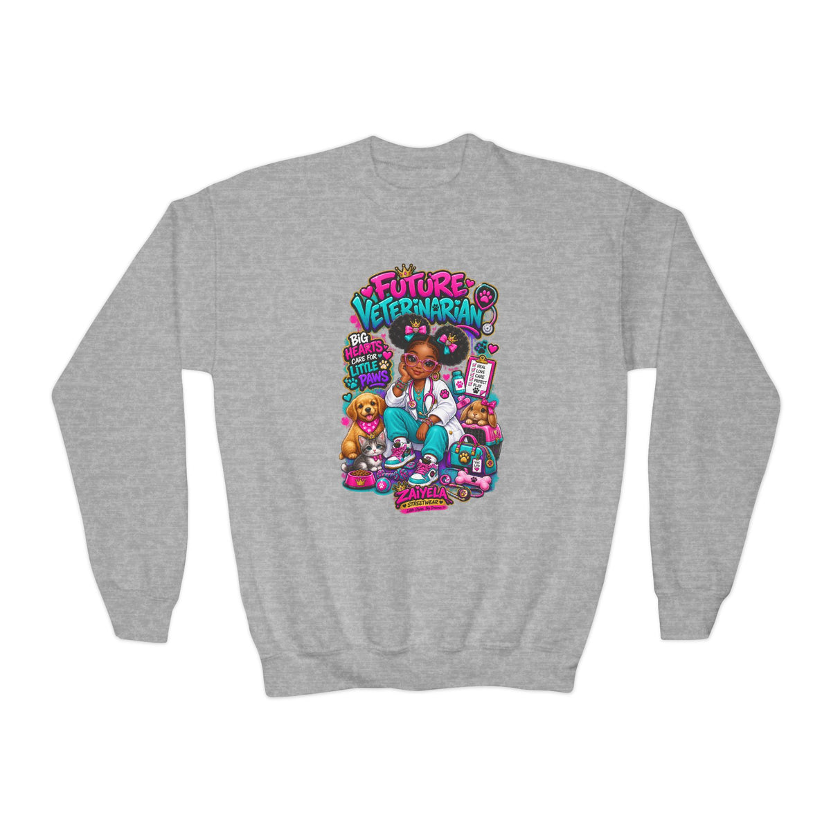 Youth Crewneck Sweatshirt Future Veterinarian Cute Veterinary Kid Graphic