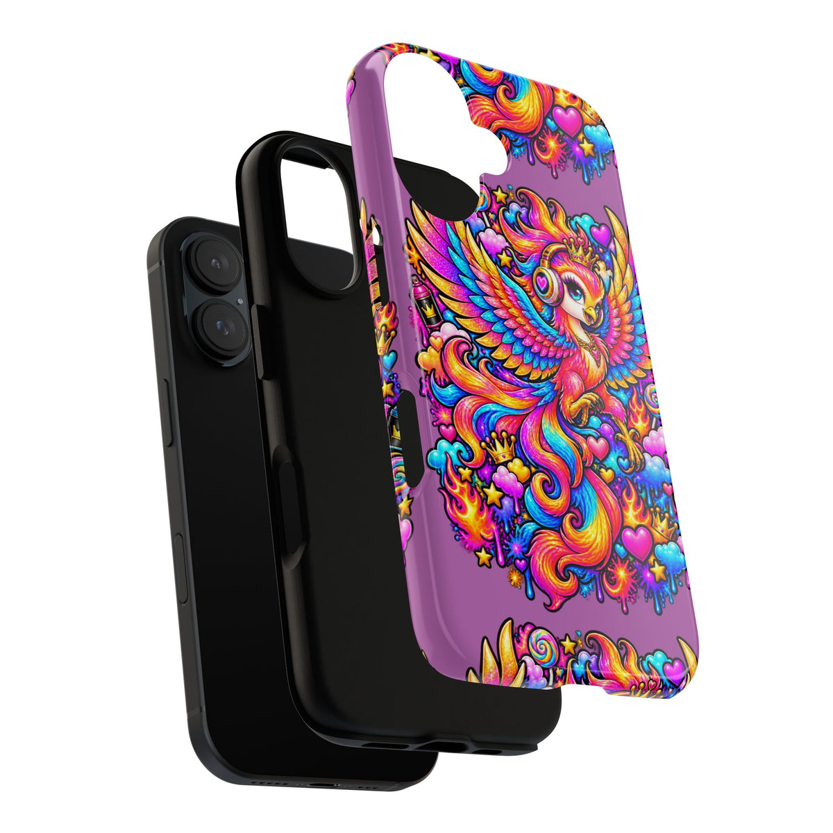 Phone Case — Vibrant Rainbow Phoenix with Headphones