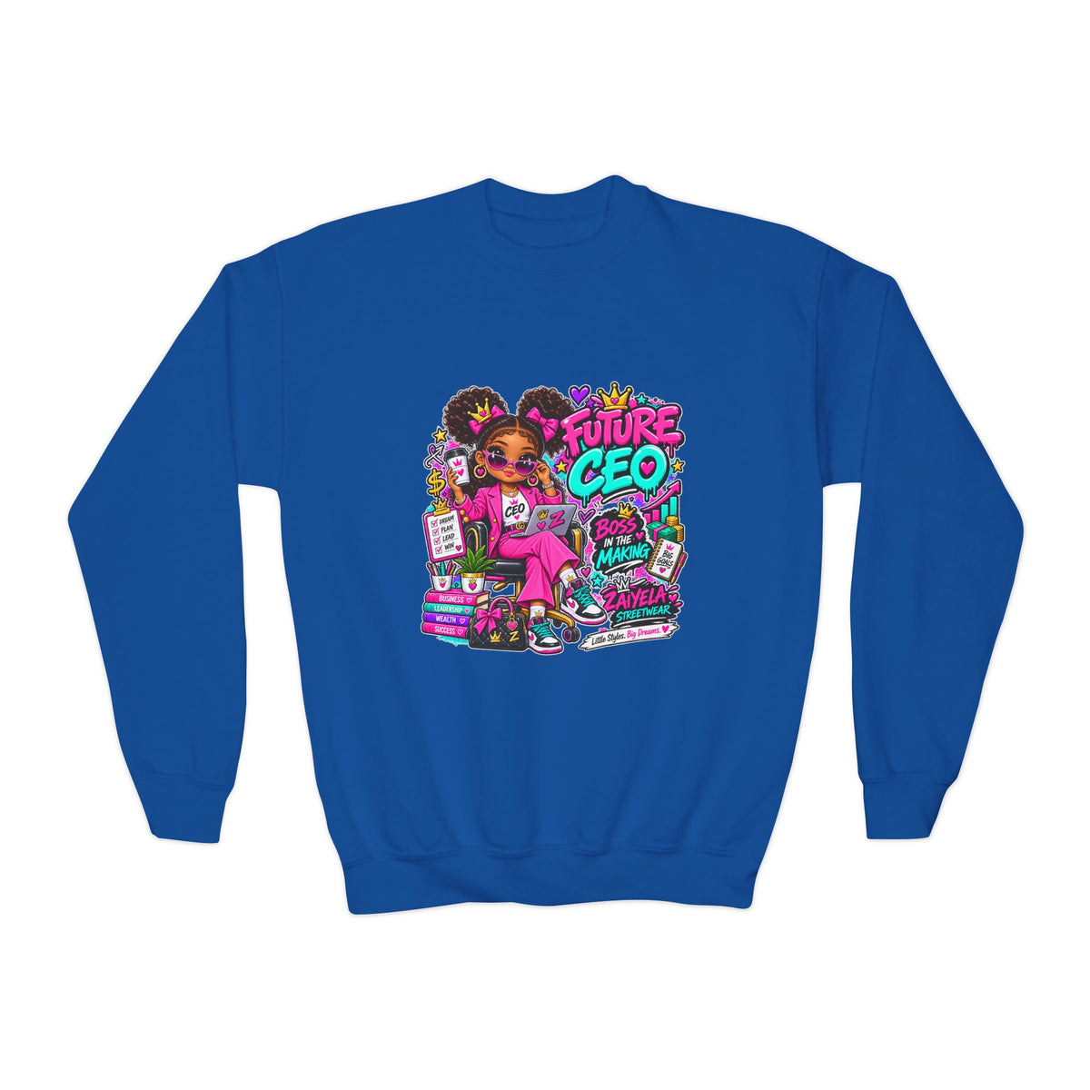 Youth Crewneck Sweatshirt Future CEO Big Dreams Big Goals Graphic Pullover