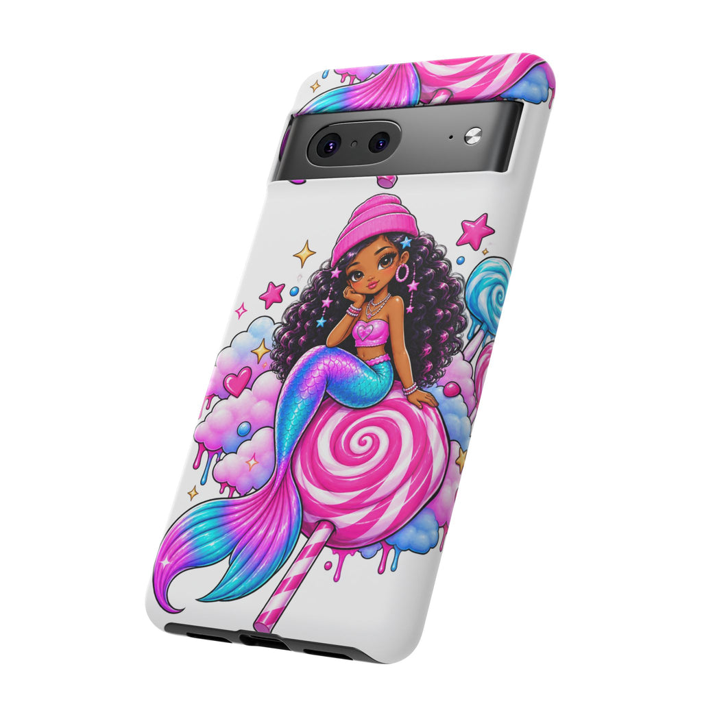 Cute Mermaid Candy Phone Case  Pink Lollipop Fantasy Tough Case