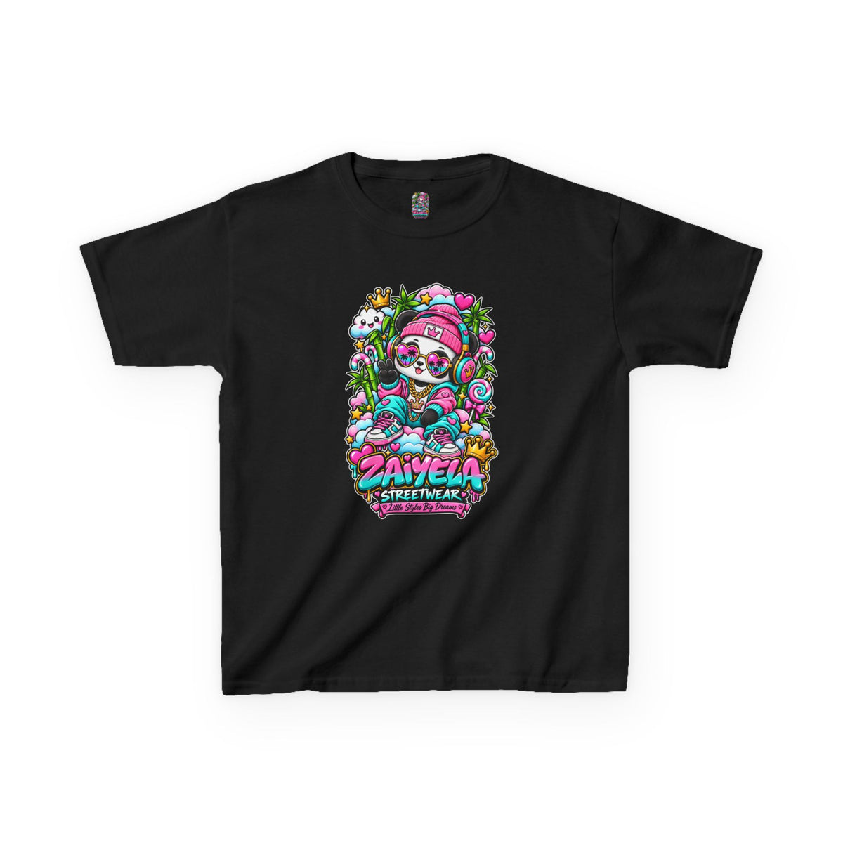 Kids T-Shirt Colorful Glam Panda Graphic Tee