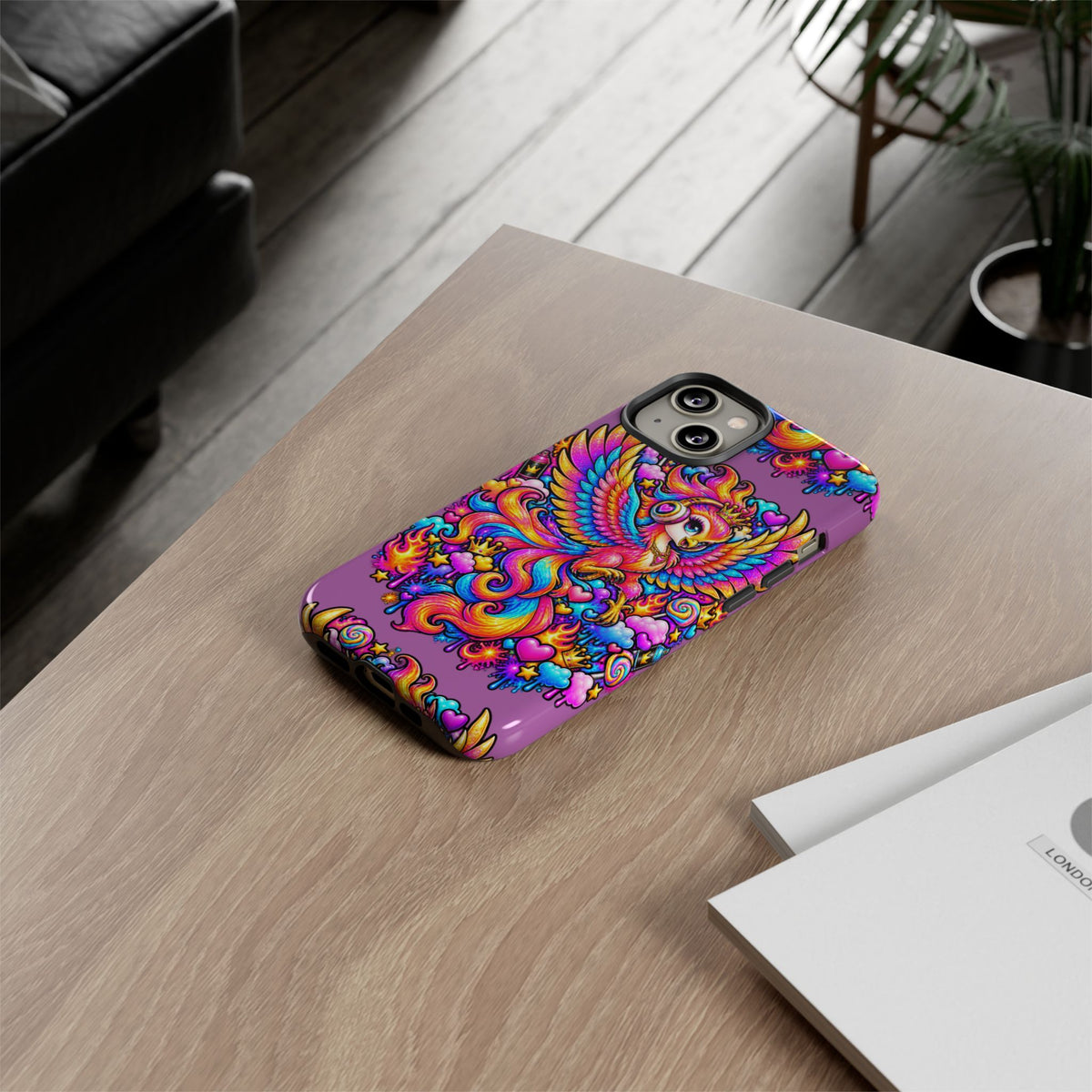 Phone Case — Vibrant Rainbow Phoenix with Headphones