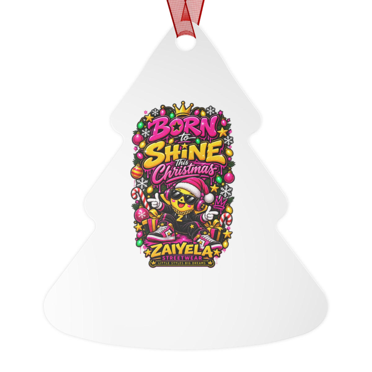 Born to Shine Christmas Metal Ornament — Festive Colorful Holiday Decoration