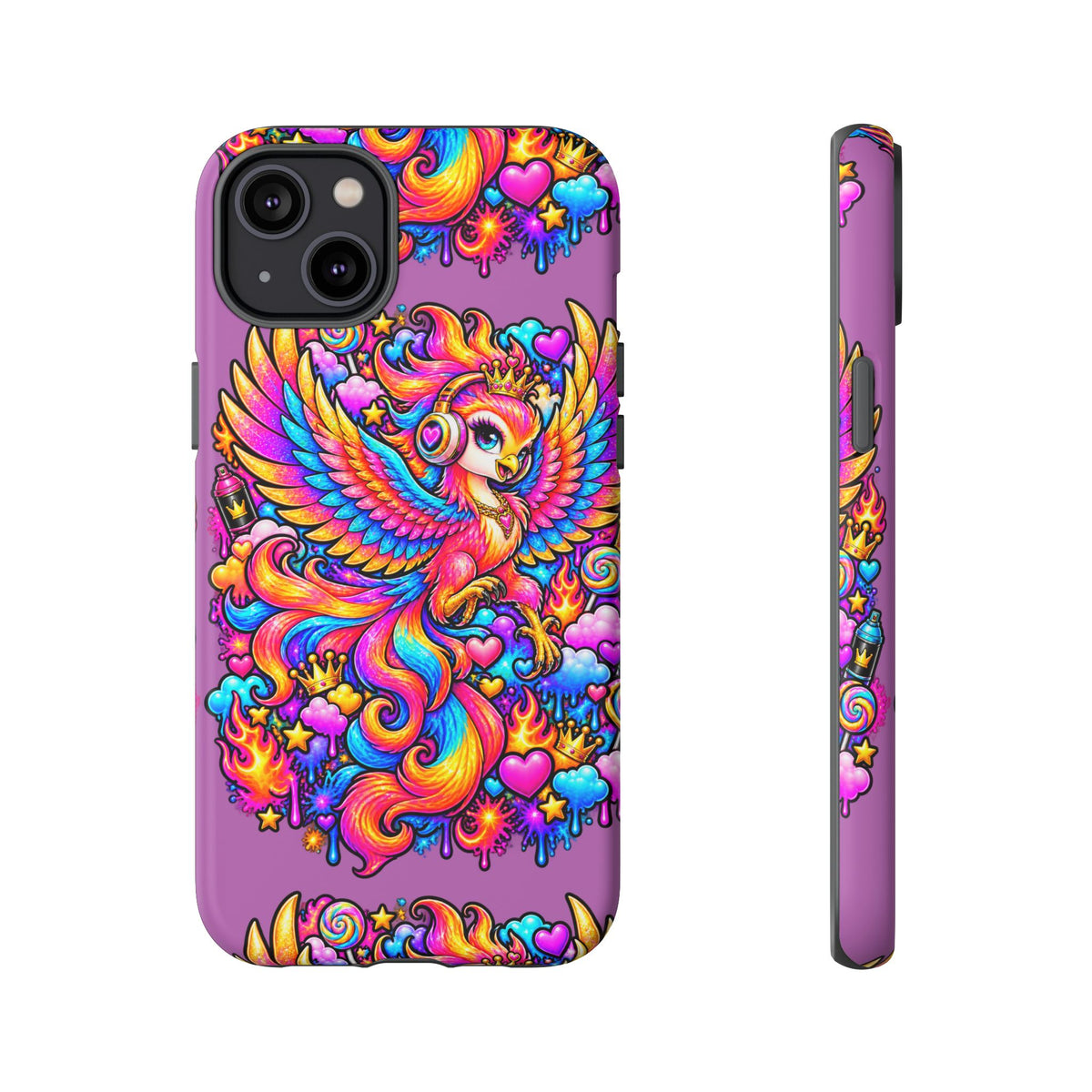 Phone Case — Vibrant Rainbow Phoenix with Headphones