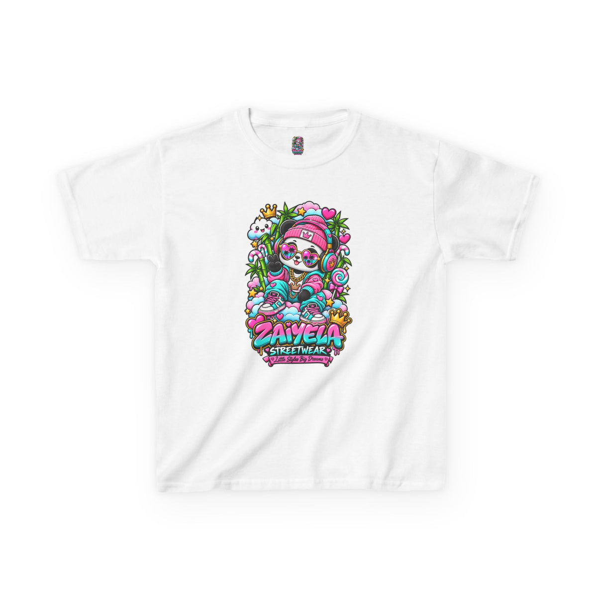 Kids T-Shirt Colorful Glam Panda Graphic Tee