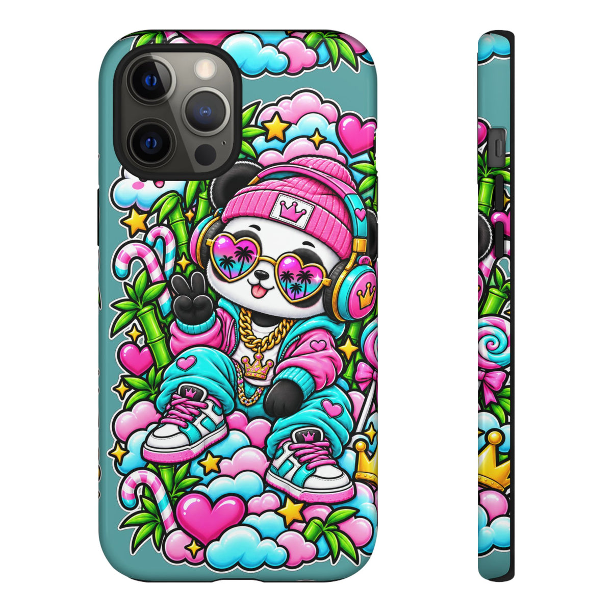 Cute Panda Phone Case Glam Panda Tropical Design