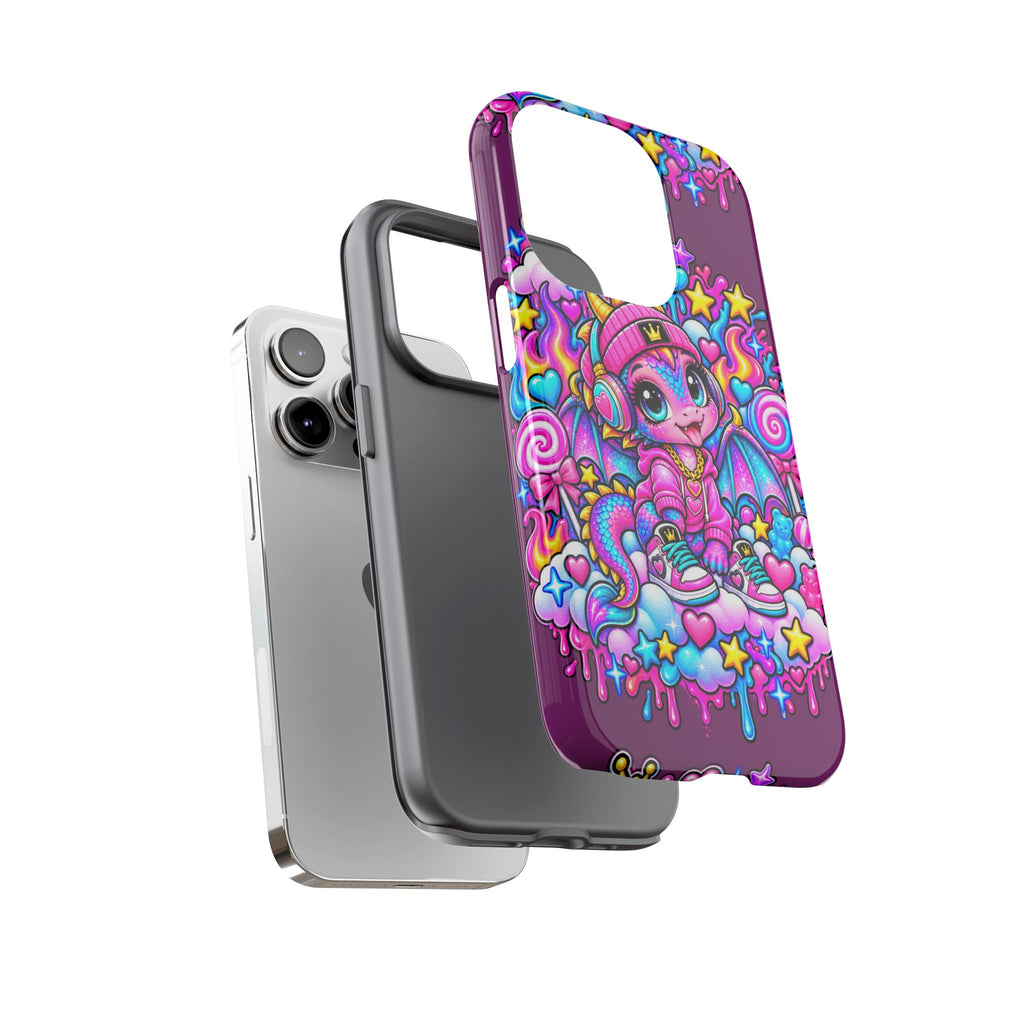 Cute Dragon Phone Case Purple Heart Crown Design