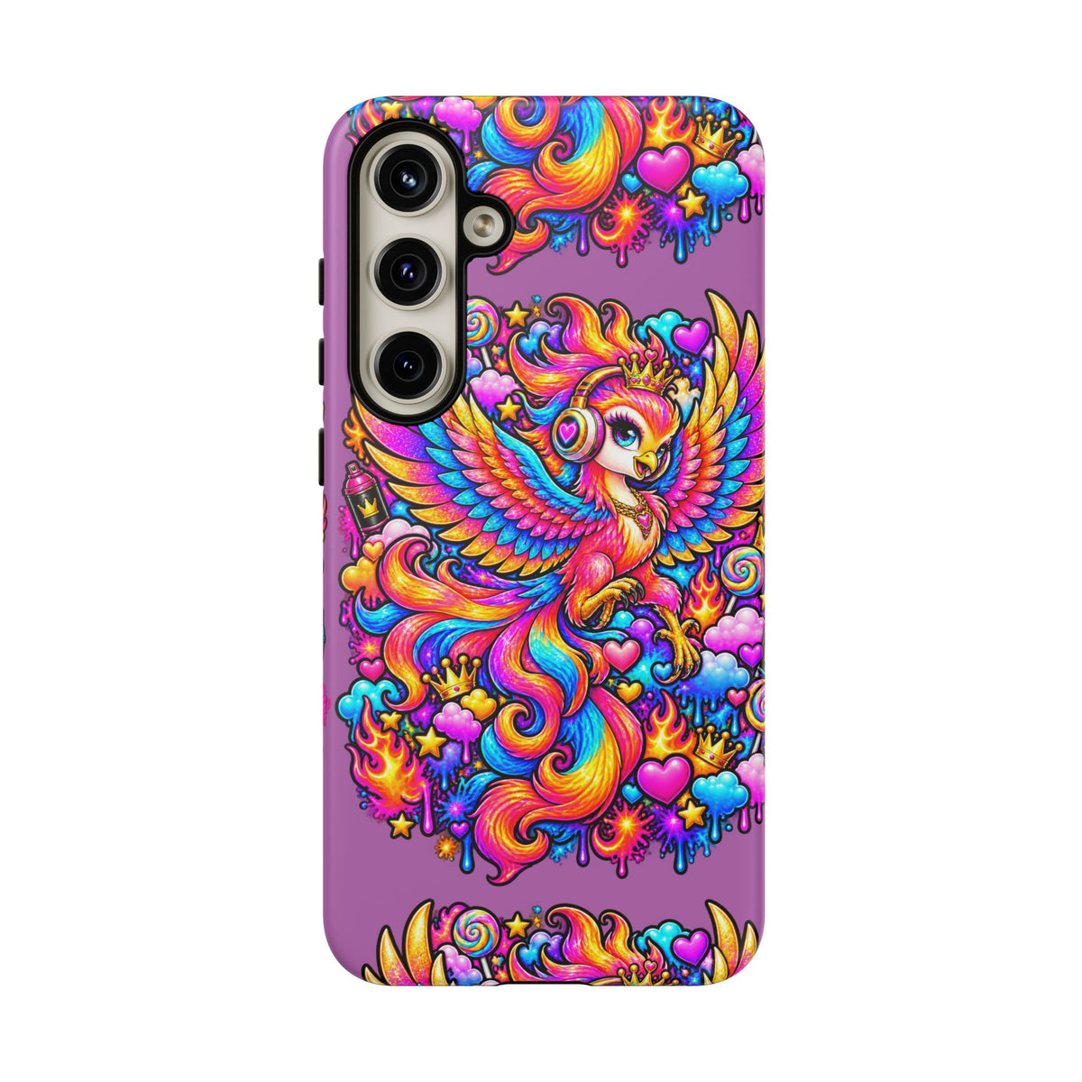 Phone Case — Vibrant Rainbow Phoenix with Headphones