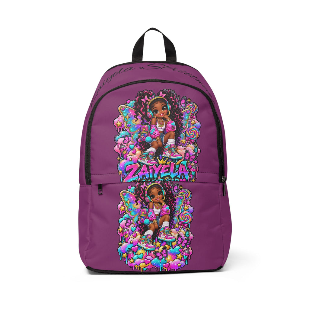 Personalized Purple Kids Backpack  Cute Cartoon Girl Design with Fairy Streetwear Princess