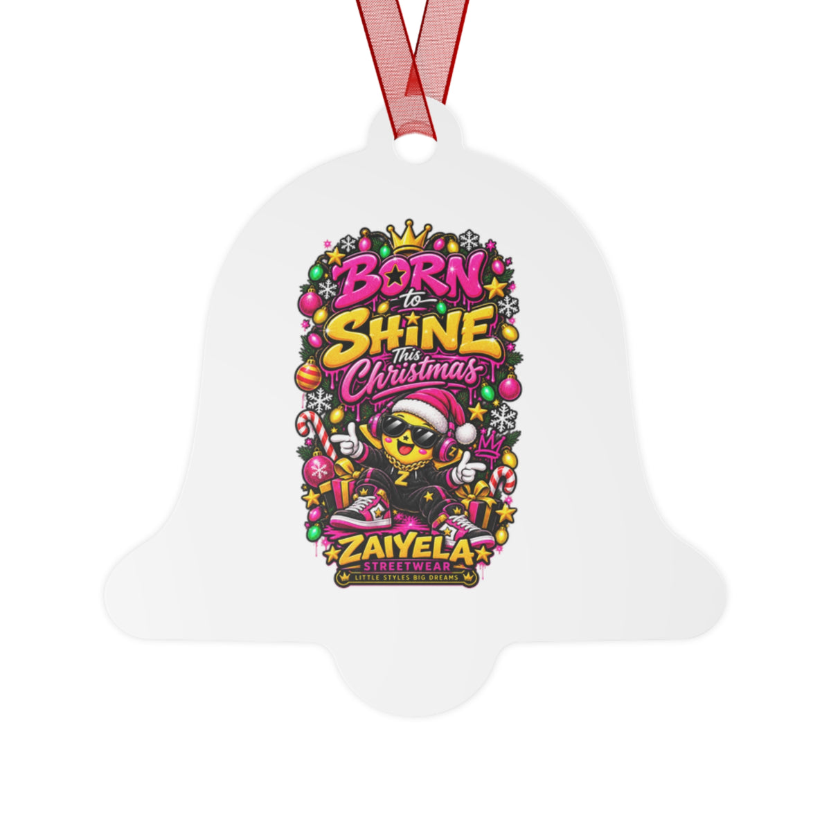 Born to Shine Christmas Metal Ornament — Festive Colorful Holiday Decoration