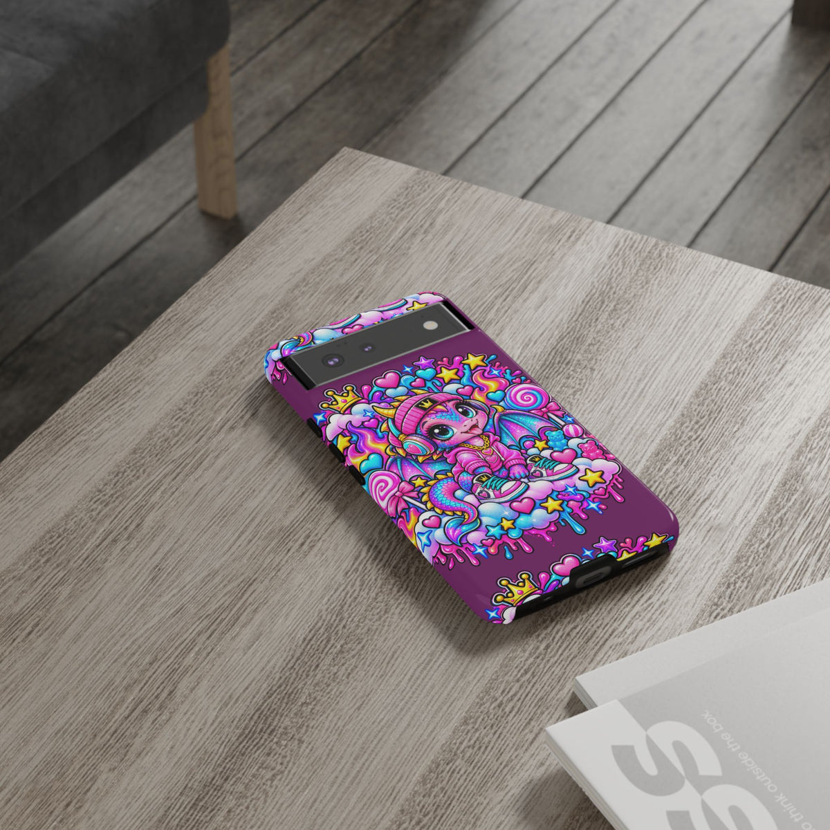 Cute Dragon Phone Case Purple Heart Crown Design