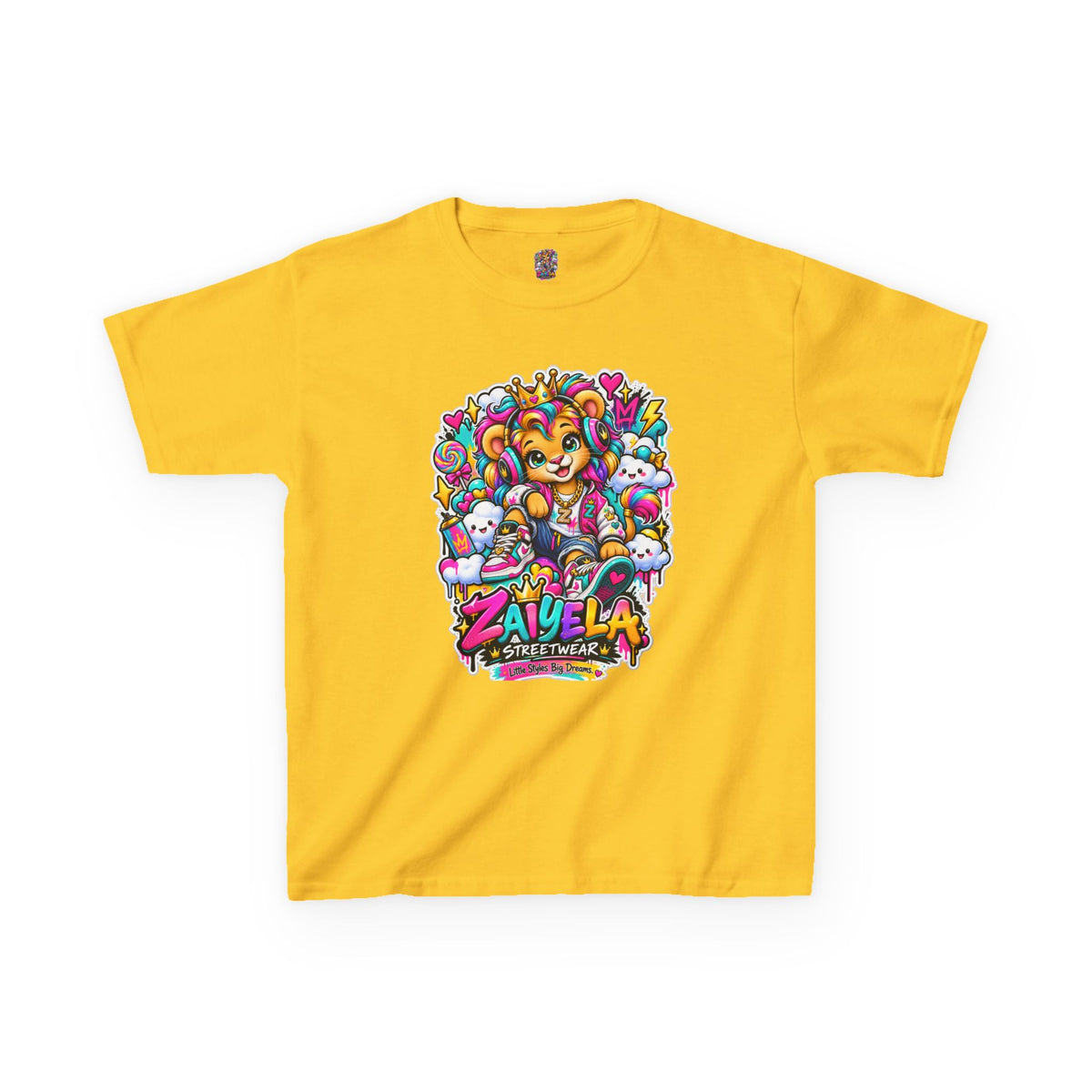 Kids Tee — Colorful Cartoon Rainbow Lion Cub Graphic