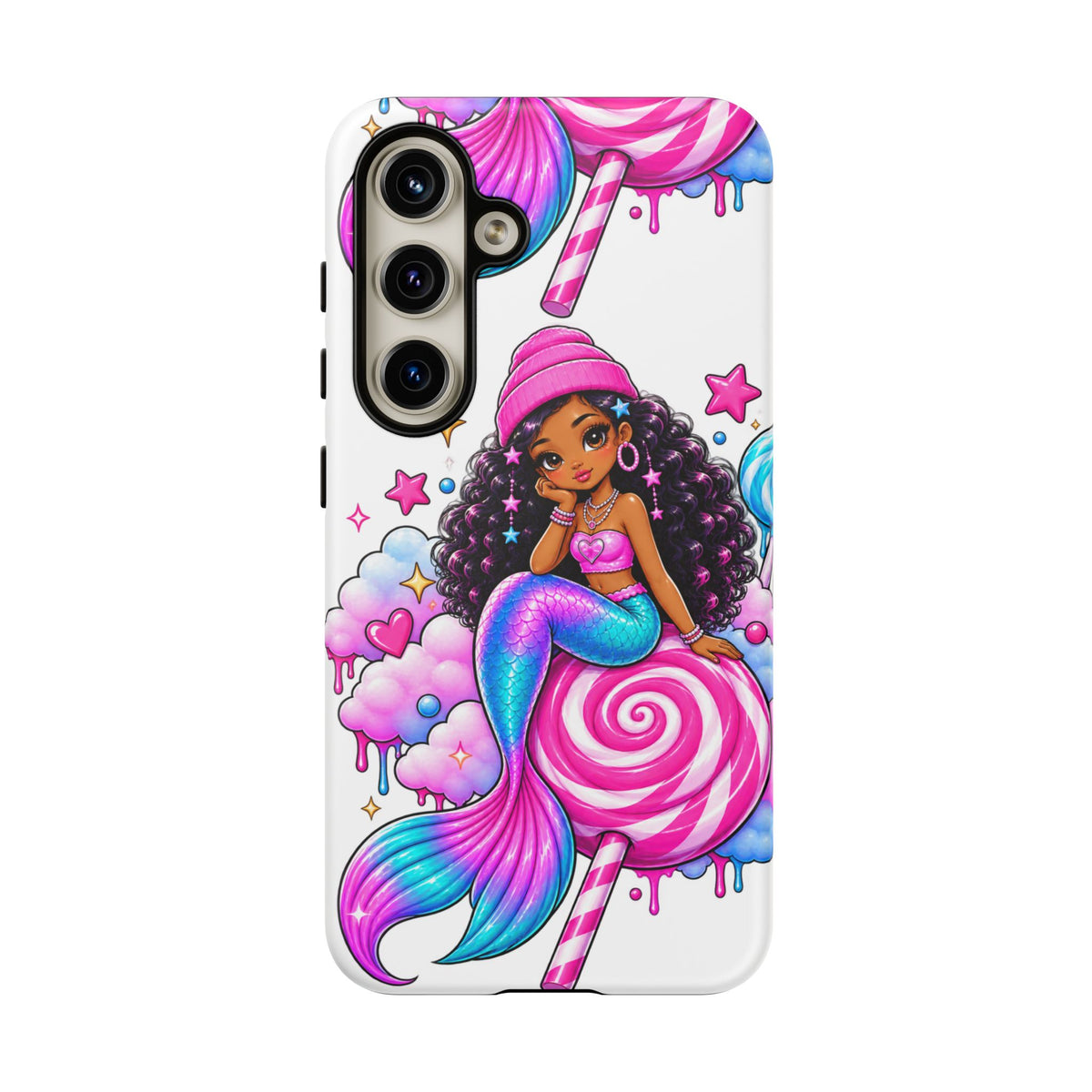 Cute Mermaid Candy Phone Case  Pink Lollipop Fantasy Tough Case