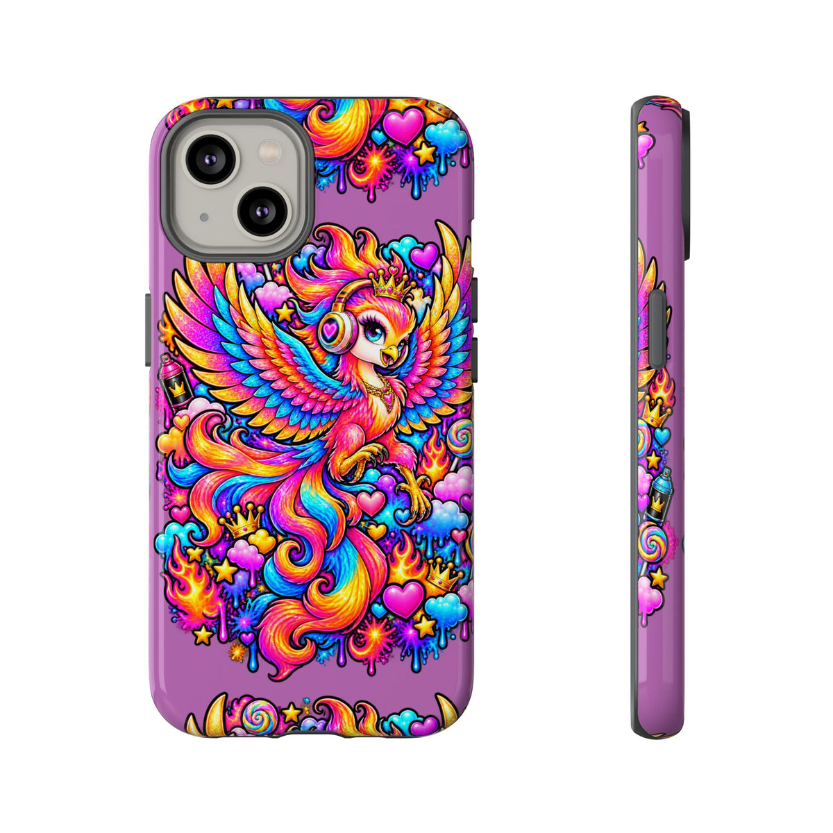 Phone Case — Vibrant Rainbow Phoenix with Headphones