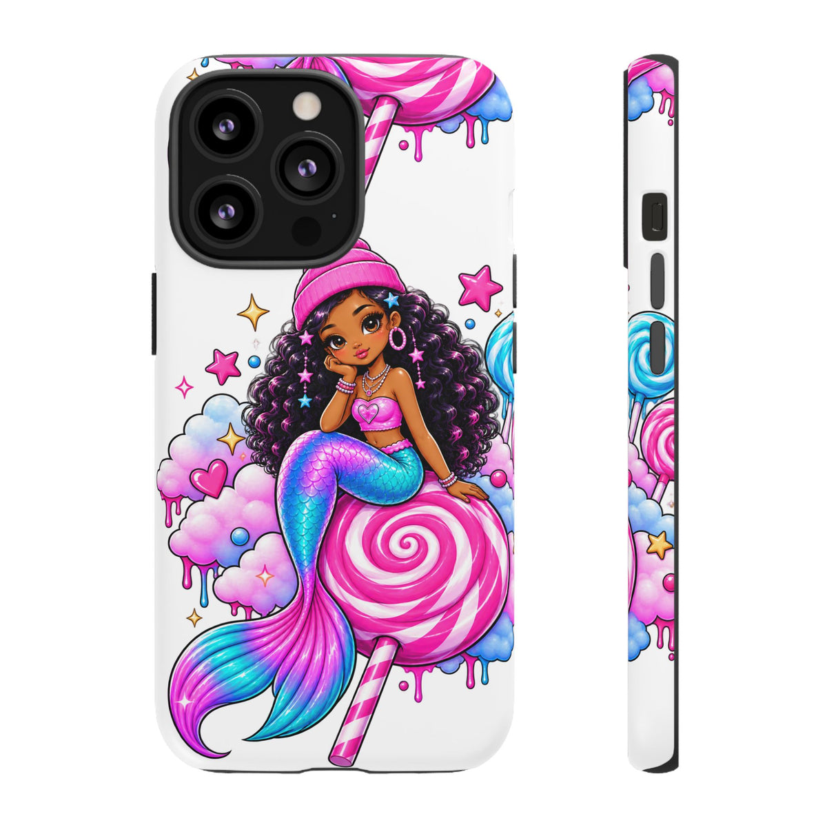 Cute Mermaid Candy Phone Case  Pink Lollipop Fantasy Tough Case