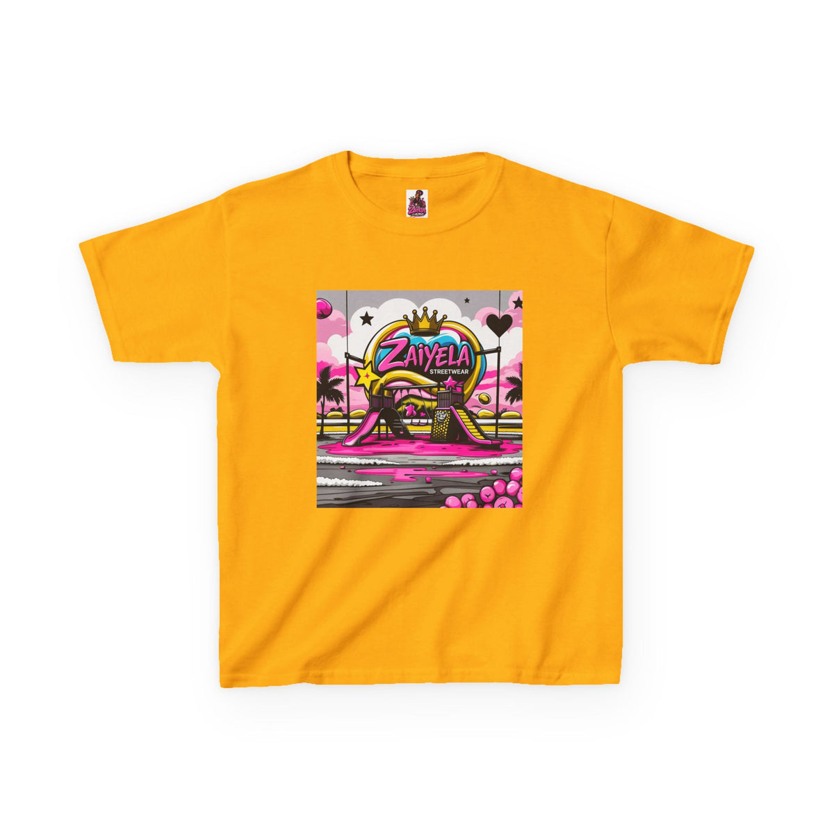 Kids T-Shirt Retro Pink Sunset Skate Monster  Zaiyela Graphic