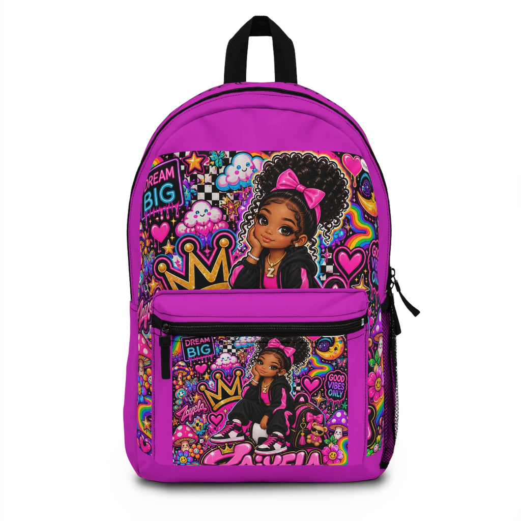 Girls Pink 'Dream Big  Cartoon Backpack Cute Crowned Character School Bag