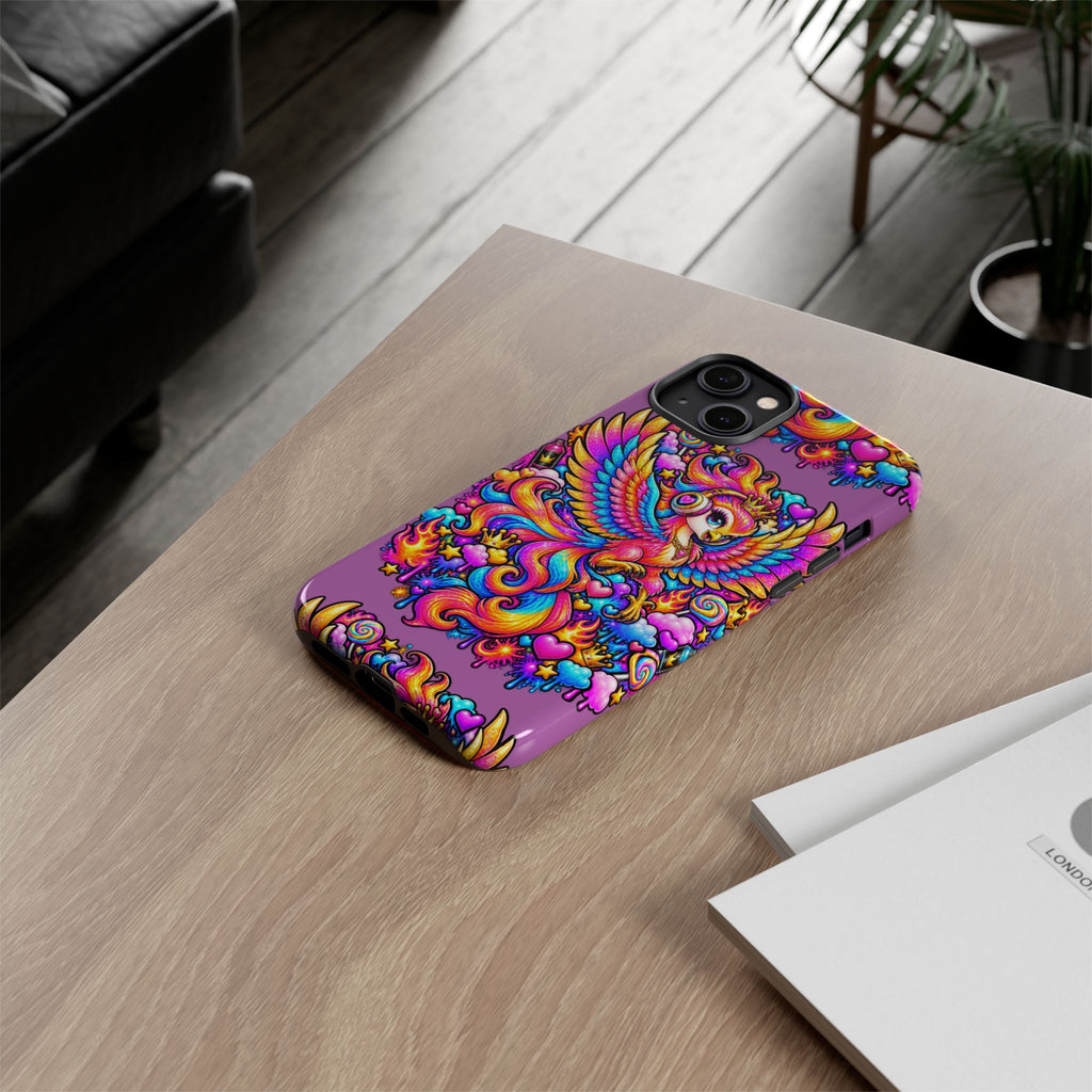 Phone Case — Vibrant Rainbow Phoenix with Headphones