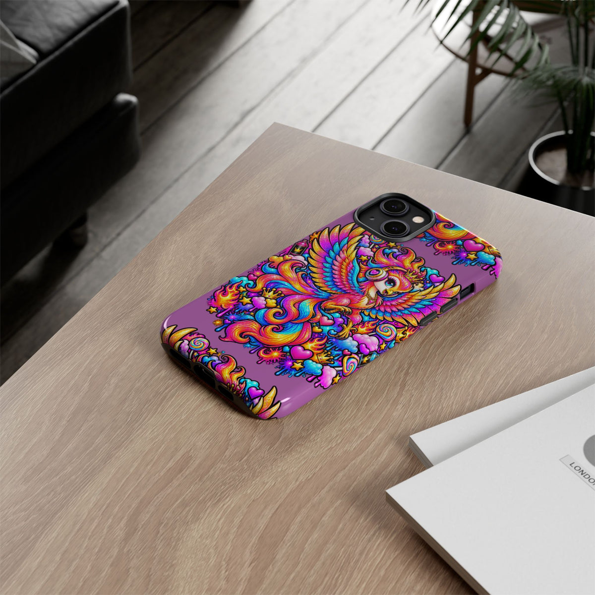 Phone Case — Vibrant Rainbow Phoenix with Headphones