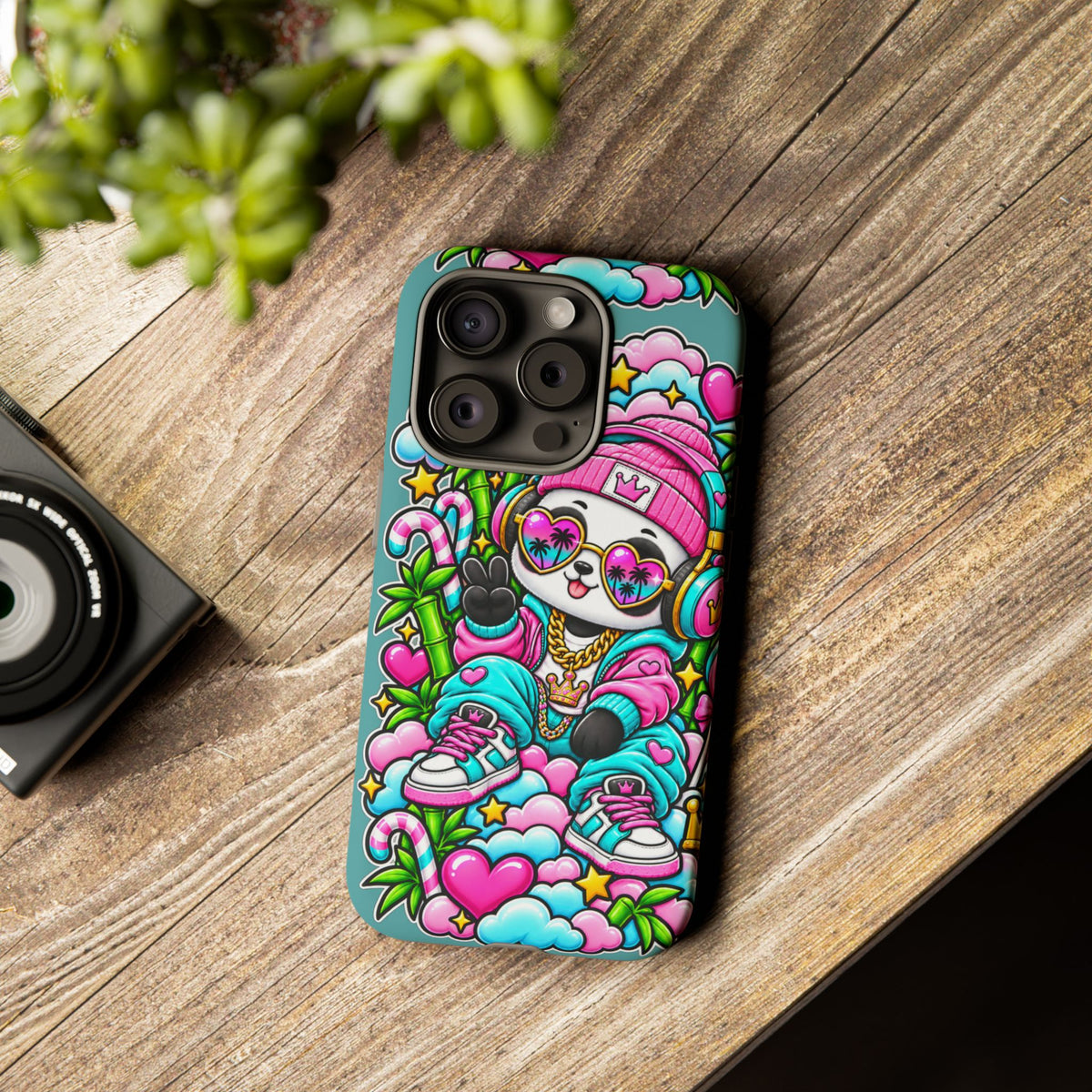 Cute Panda Phone Case Glam Panda Tropical Design