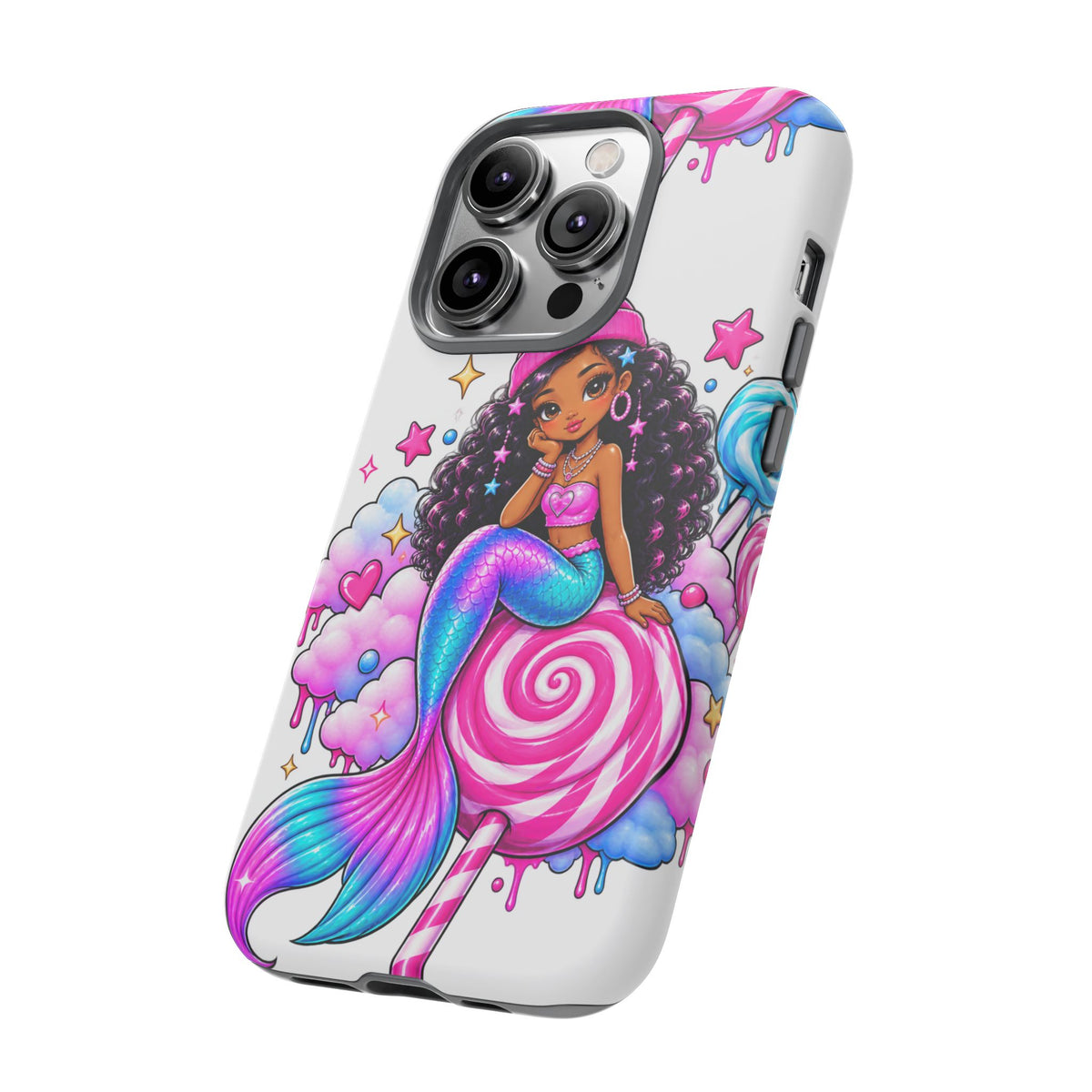 Cute Mermaid Candy Phone Case  Pink Lollipop Fantasy Tough Case