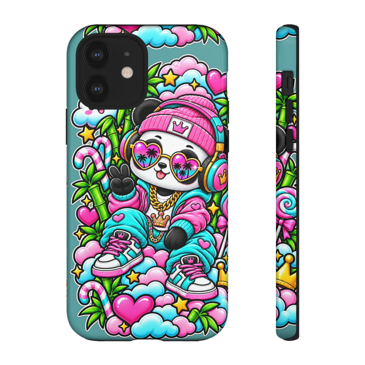 Cute Panda Phone Case Glam Panda Tropical Design