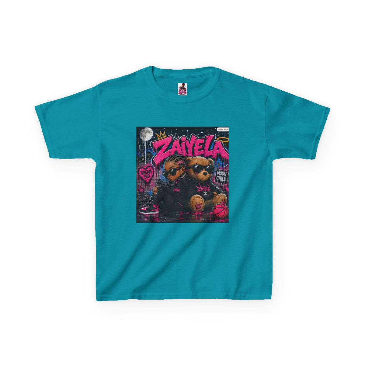 Kids Tee — "Zayiela" Cute Bear Cartoon Graphic Shirt