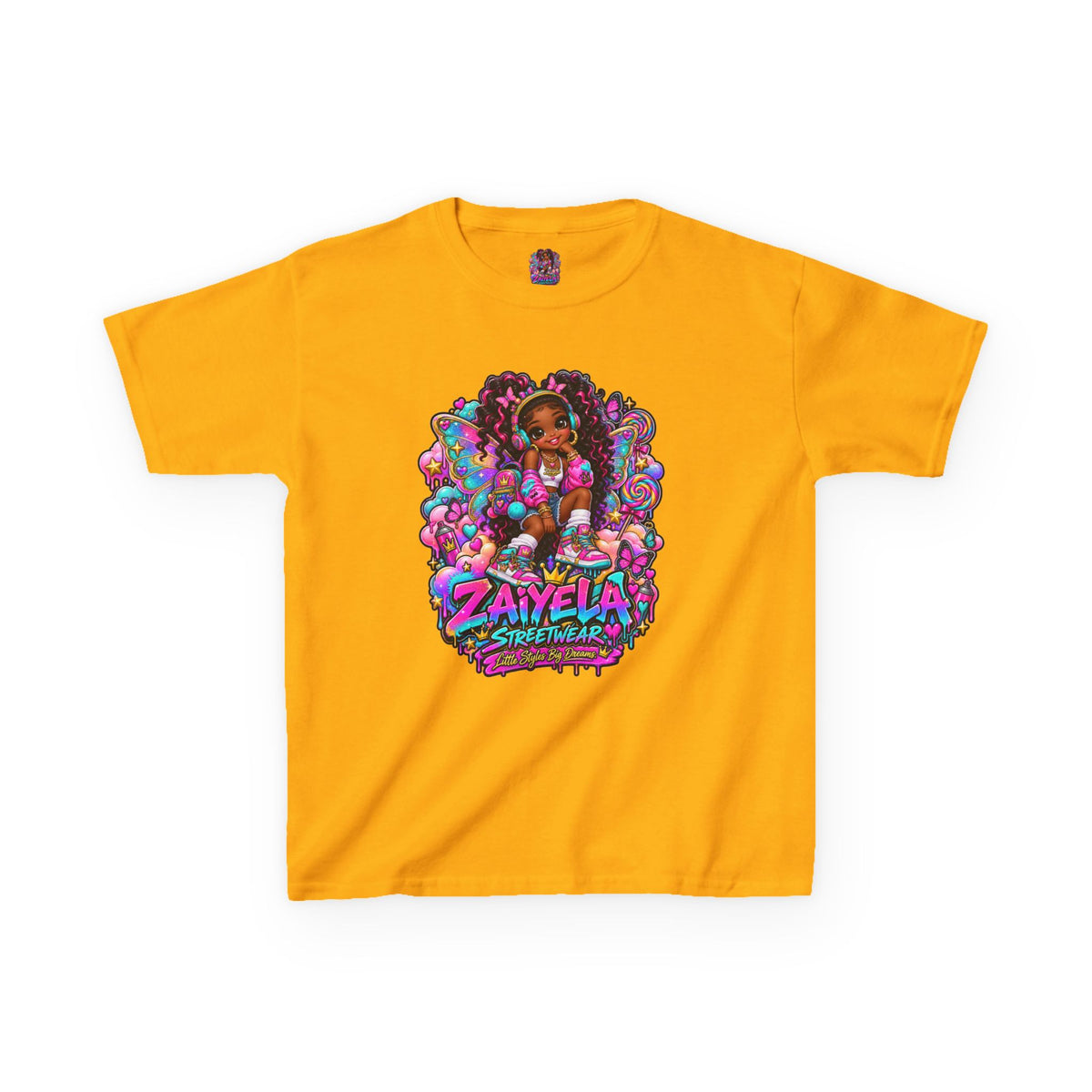 Kids T‑Shirt — Colorful Fairy Streetwear Princess Cartoon Girl Graphic Shirt for Kids