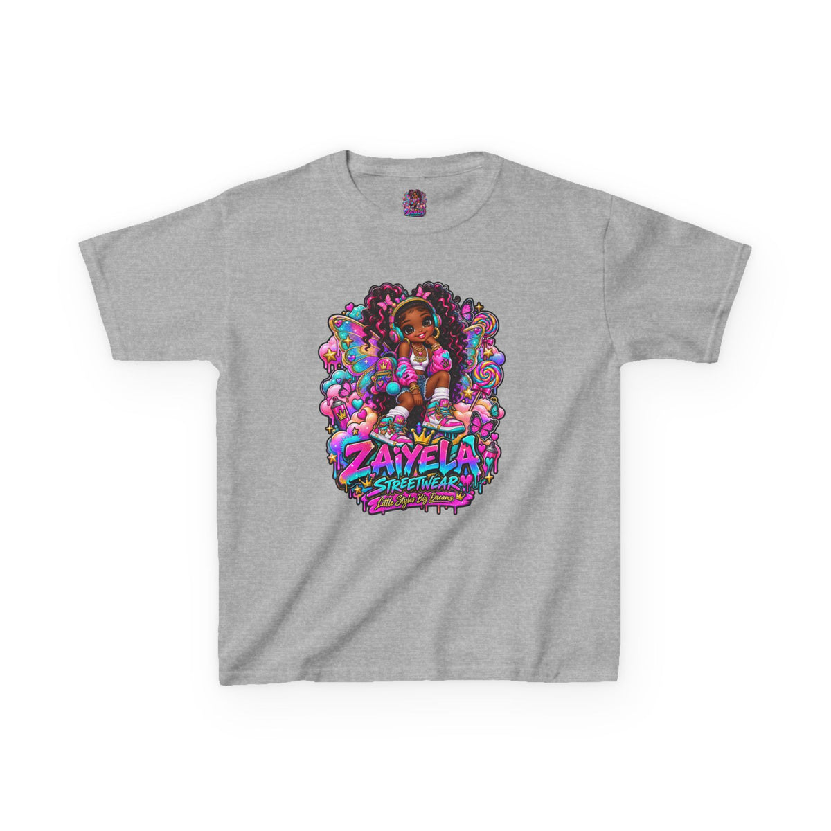 Kids T‑Shirt — Colorful Fairy Streetwear Princess Cartoon Girl Graphic Shirt for Kids