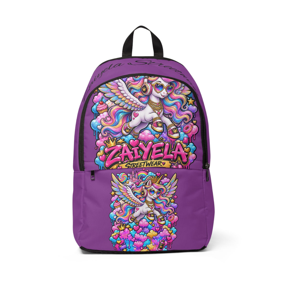 Purple Unicorn Backpack — Colorful Kawaii Rainbow Pegasus Kids School Bag