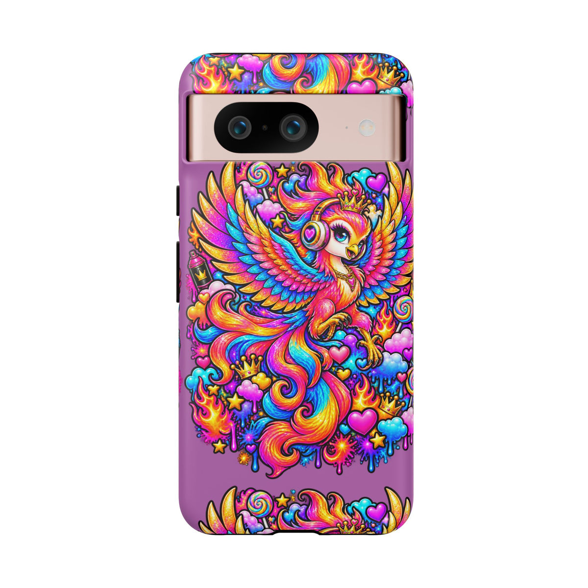 Phone Case — Vibrant Rainbow Phoenix with Headphones