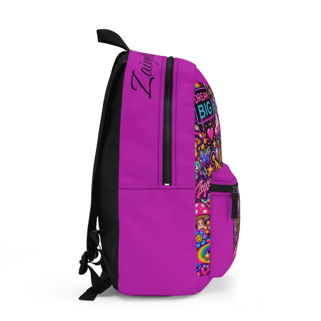 Girls Pink 'Dream Big  Cartoon Backpack Cute Crowned Character School Bag