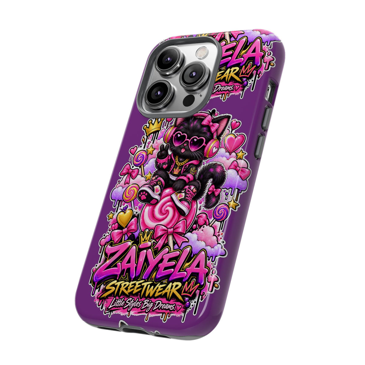 Cute Black Cat Candy Phone Case — Zaiyela Streetwear Magical Kitty