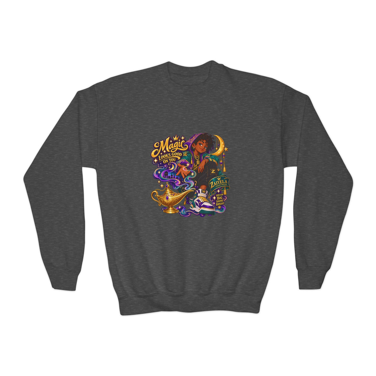 Dream Big Youth Crewneck Sweatshirt — Magic Follows You Graphic