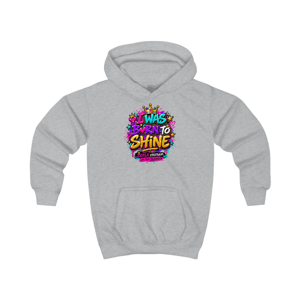 Kids Hoodie I Was Born to Shine Colorful Streetwear Pullover