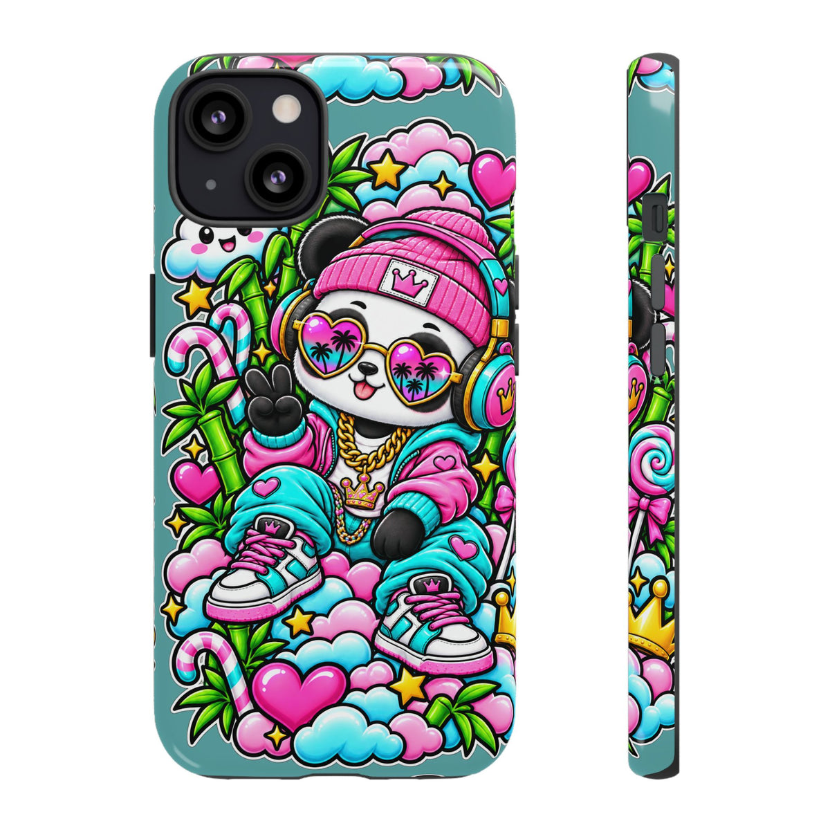 Cute Panda Phone Case Glam Panda Tropical Design
