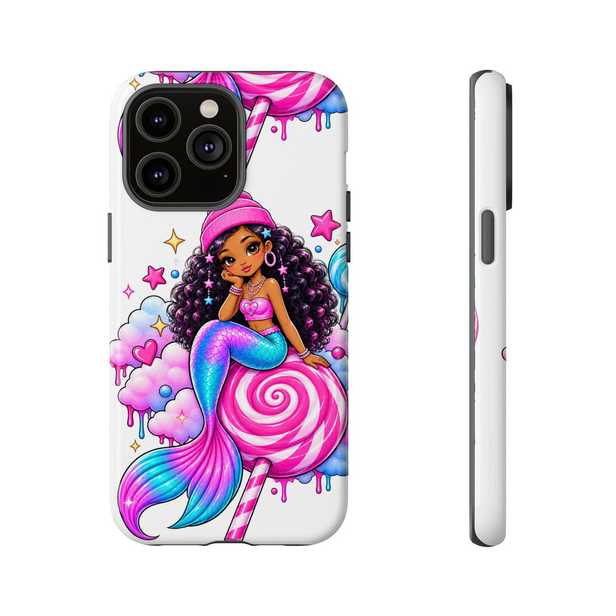 Cute Mermaid Candy Phone Case  Pink Lollipop Fantasy Tough Case