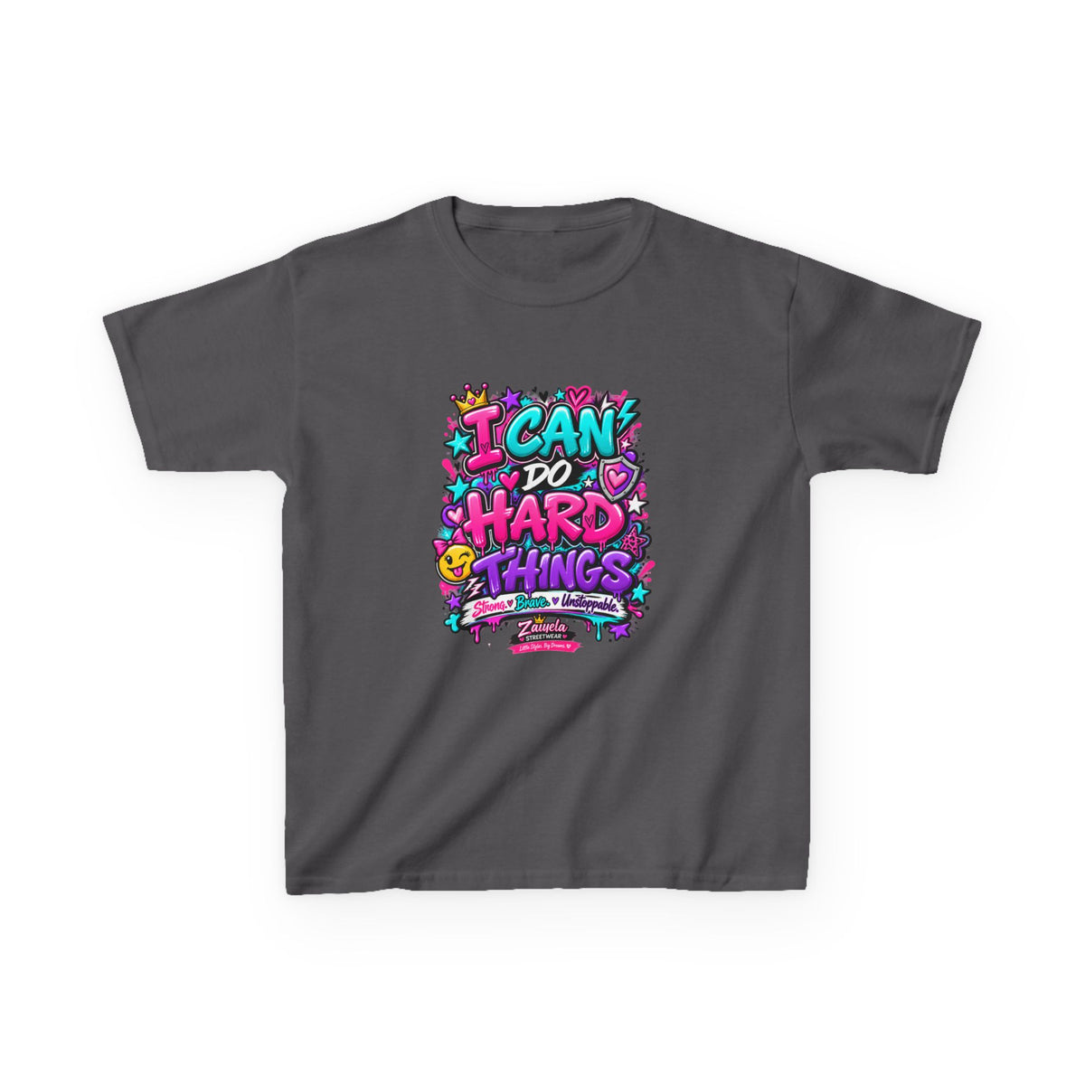 Kids T‑Shirt — "I Can Do Hard Things" Colorful Motivational Graphic Tee